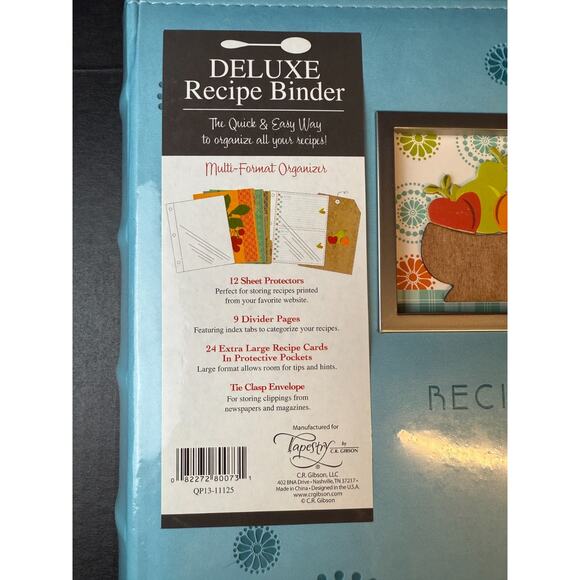 Tapestry Deluxe Kitchen Recipe Organizer 12 Sheet Protectors 24 Recipe Cards - Picture 2 of 11